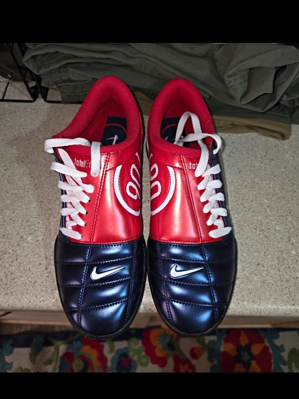 Nike Men’s Red and Blue Athletic  Shoes with White Swoosh